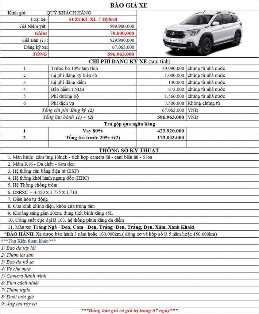 Giá xe Suzuki XL7 Hybrid 2025 — Đánh giá chi tiết