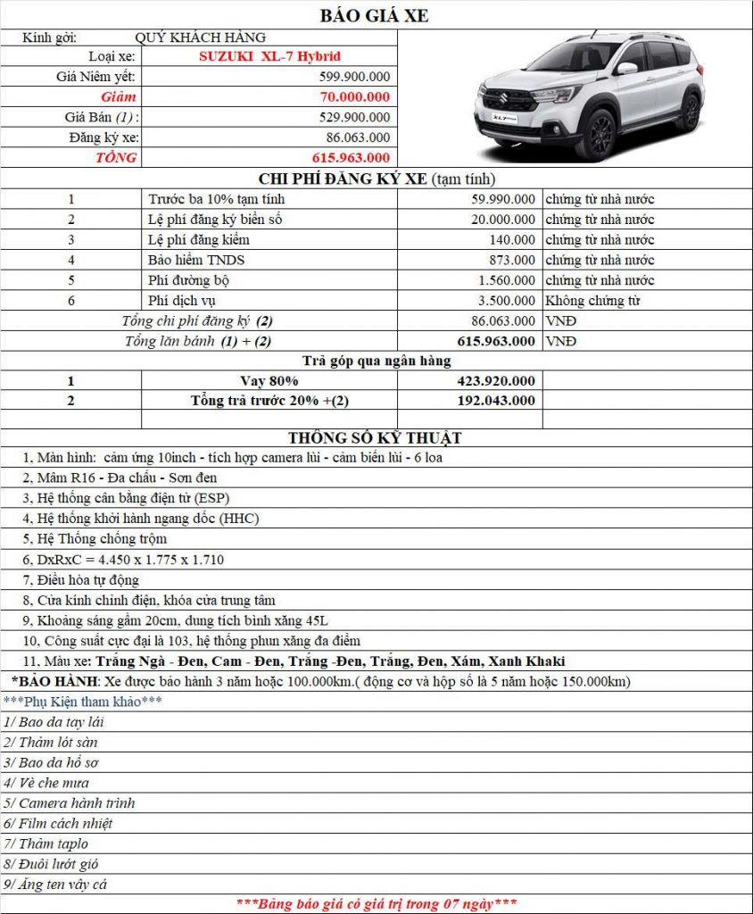 Giá xe Suzuki XL7 Hybrid 2025 — Đánh giá chi tiết